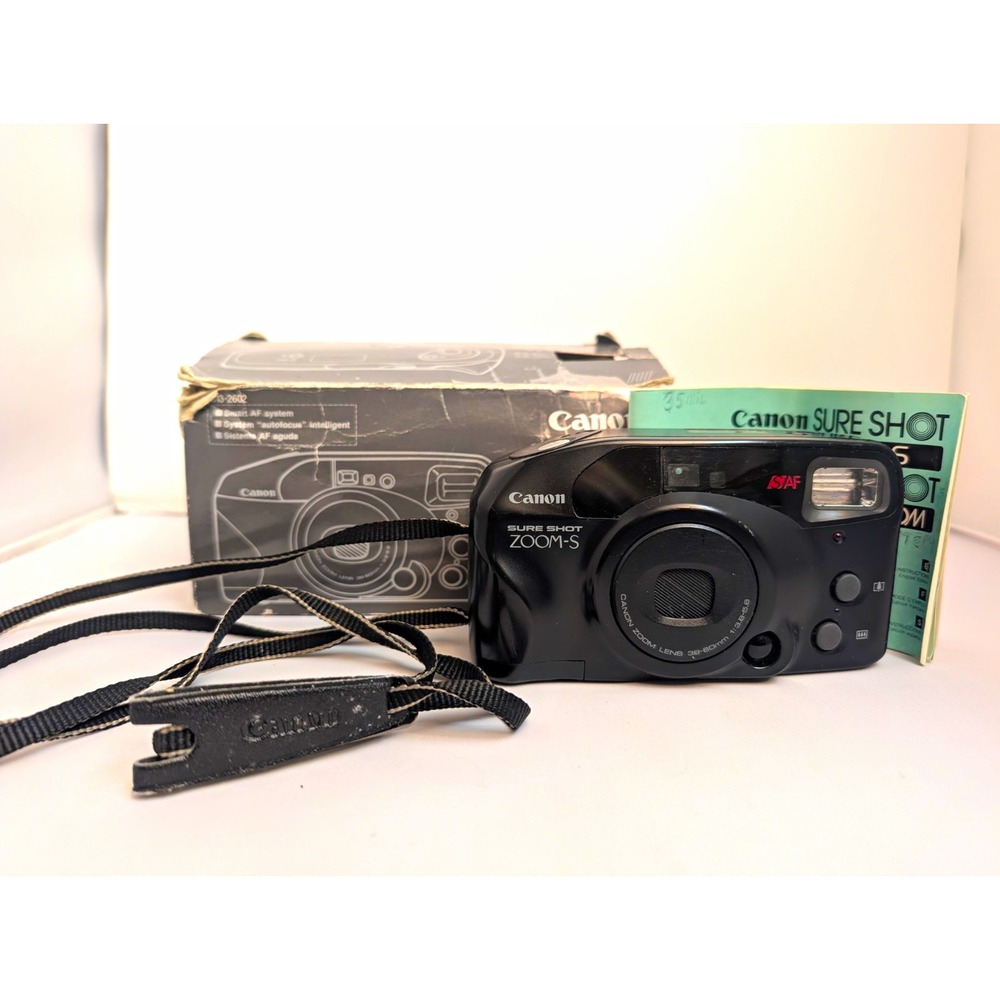 Canon Sure Shot Zoom-S 35mm Point & Shoot Auto Focus Flash w/ box & manual